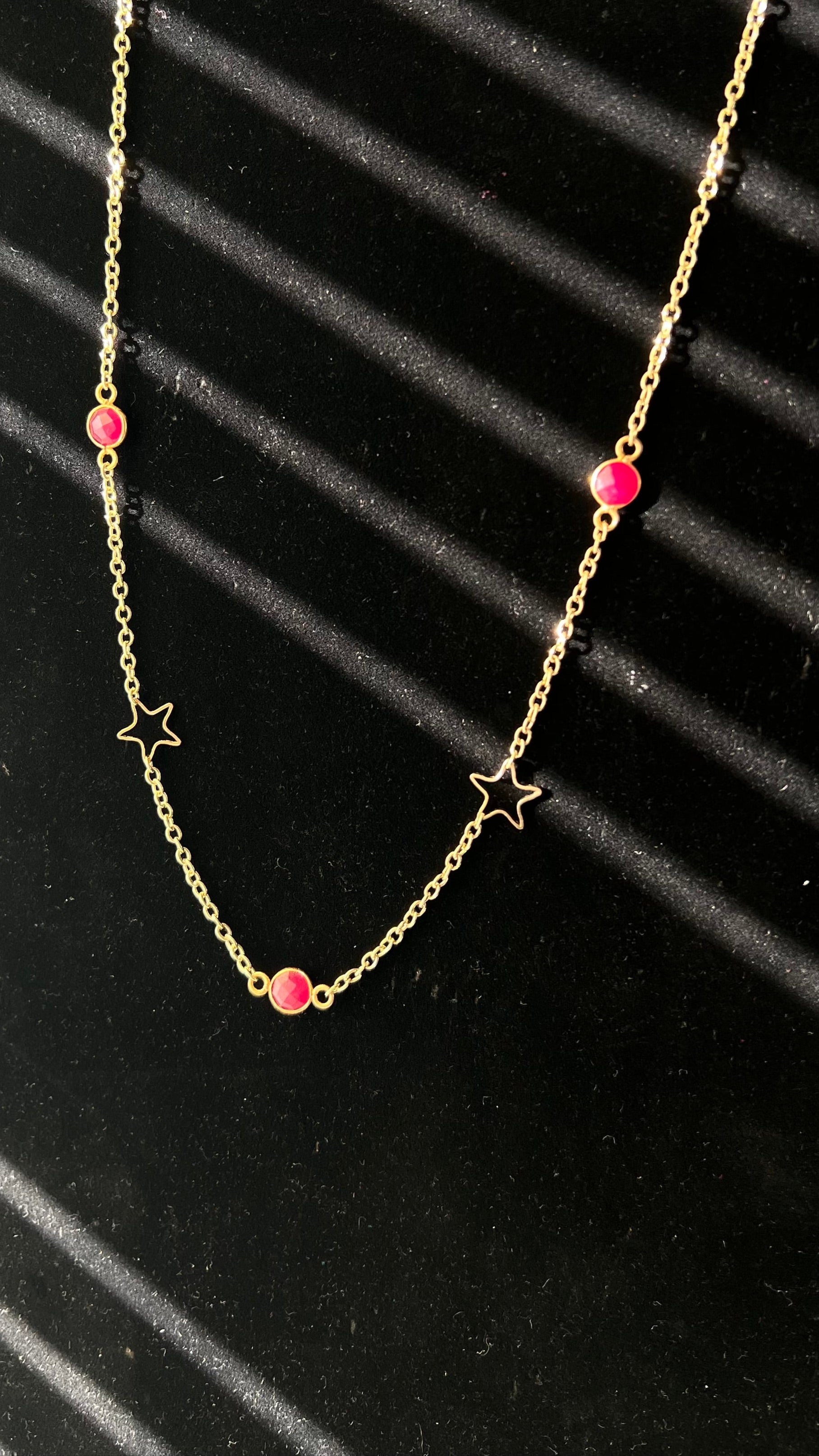 Gold Plated Ruby Necklace